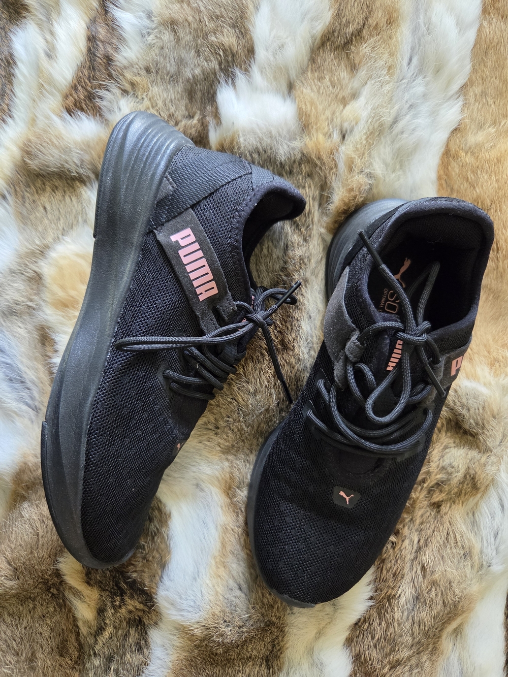 Puma Radiate XT Black Athletic Sneakers with Pink Logo Accents